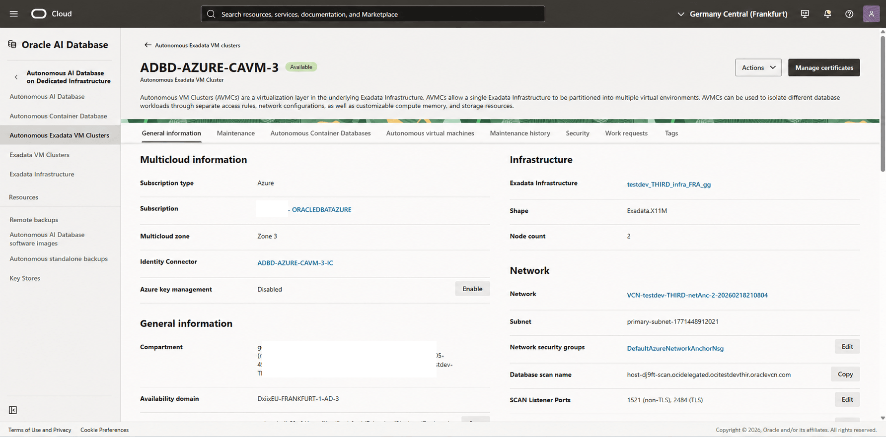 This screenshot shows how to obtain Compartment information. This screenshot shows how to obtain Compartment information.