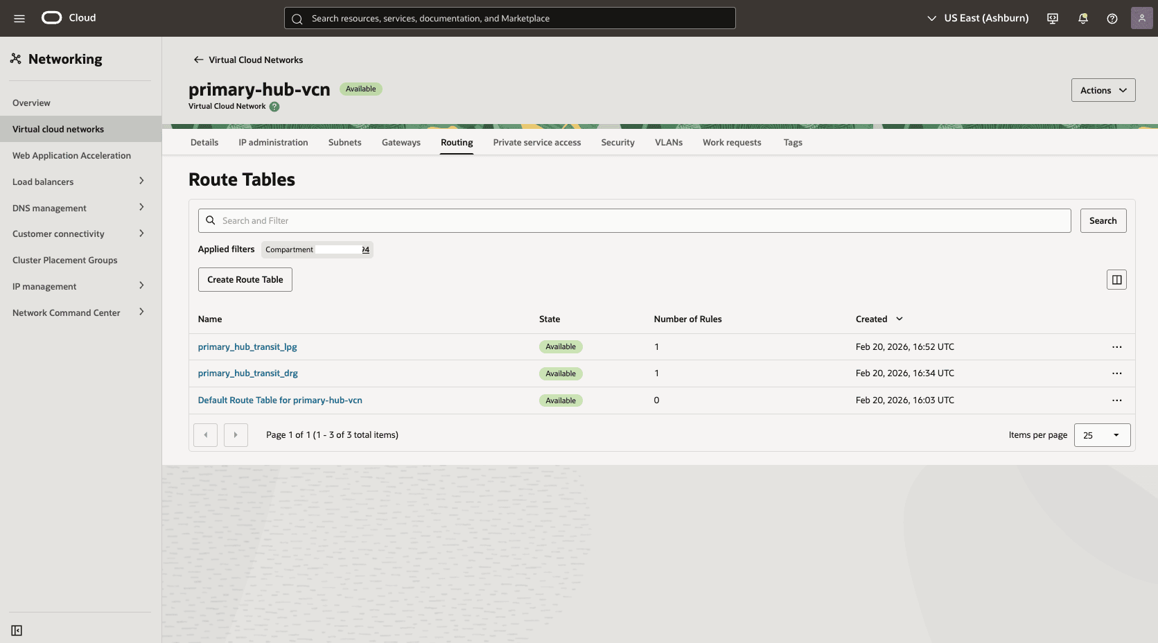 This screenshot shows how to configure the network in the primary region. This screenshot shows how to configure the network in the primary region.