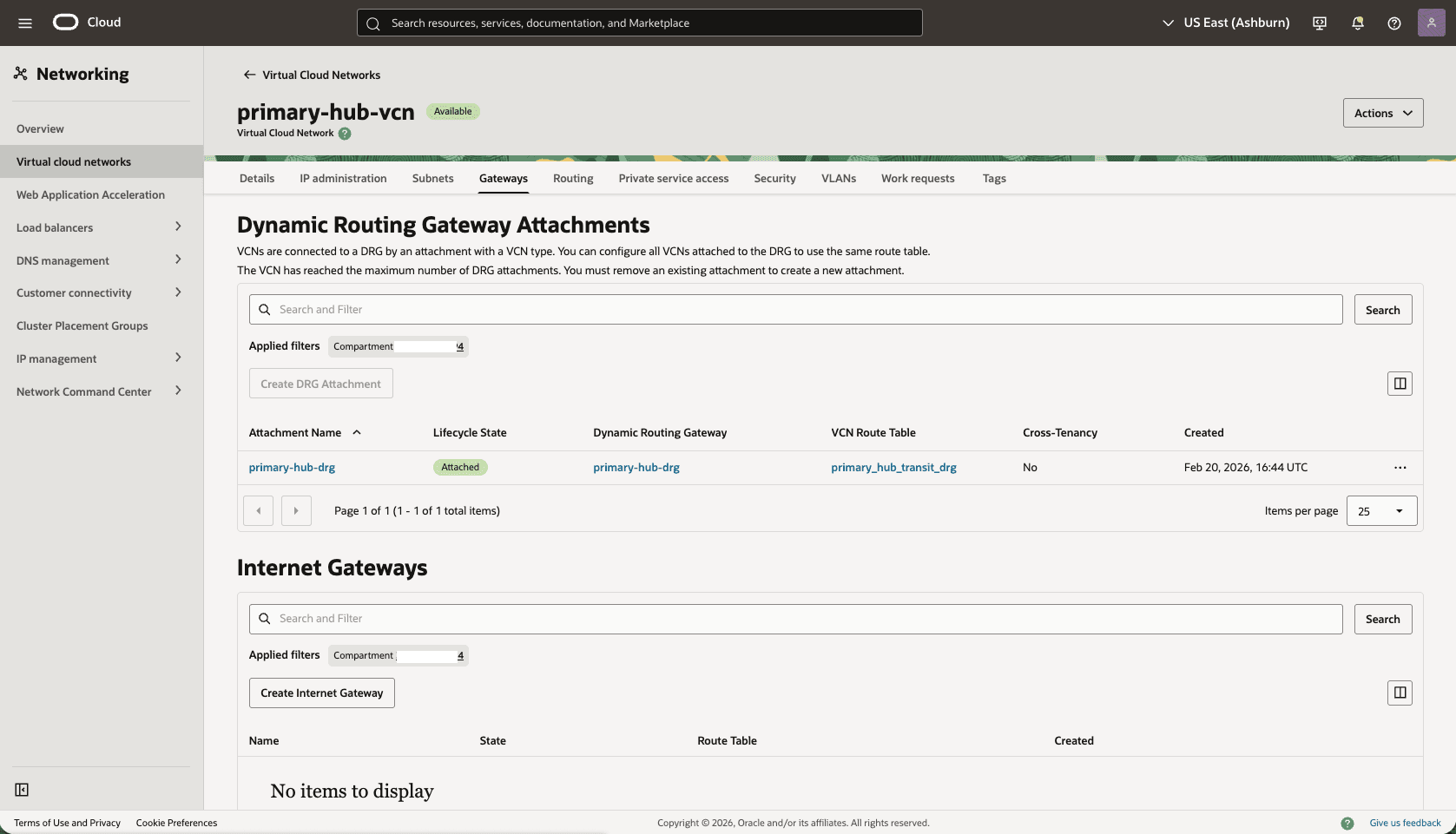 This screenshot shows how to configure the network in the primary region. This screenshot shows how to configure the network in the primary region.