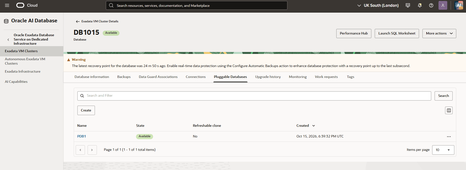 This screenshot shows how to clone a PDB.