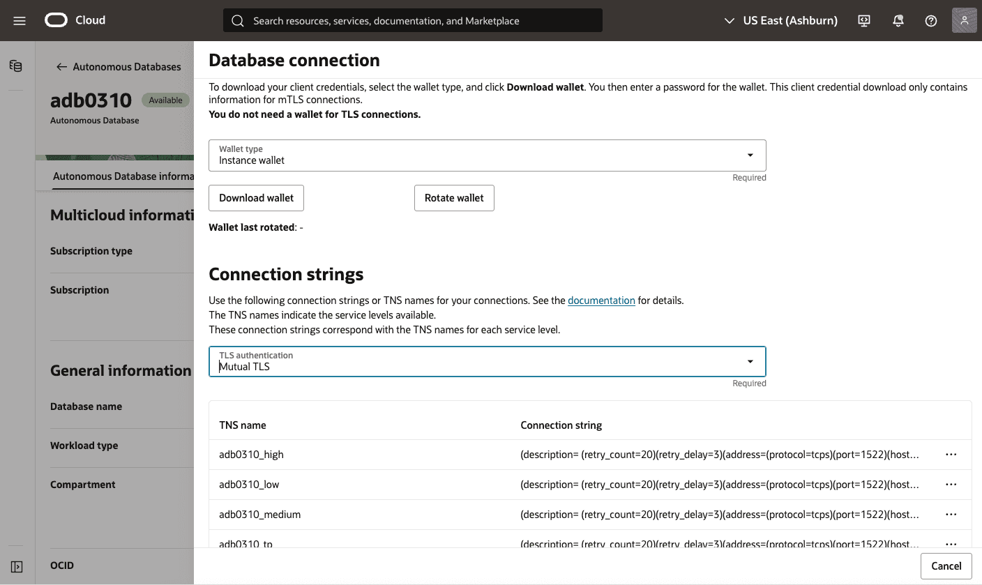 This screenshot shows how to check database connection.