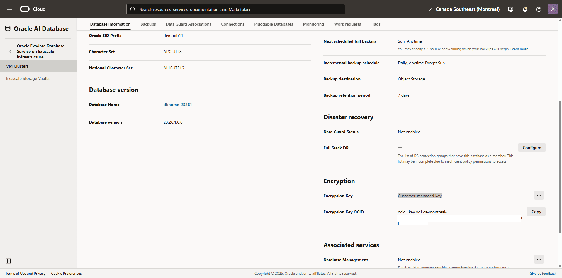 This screenshot shows how to verify the database encryption method.