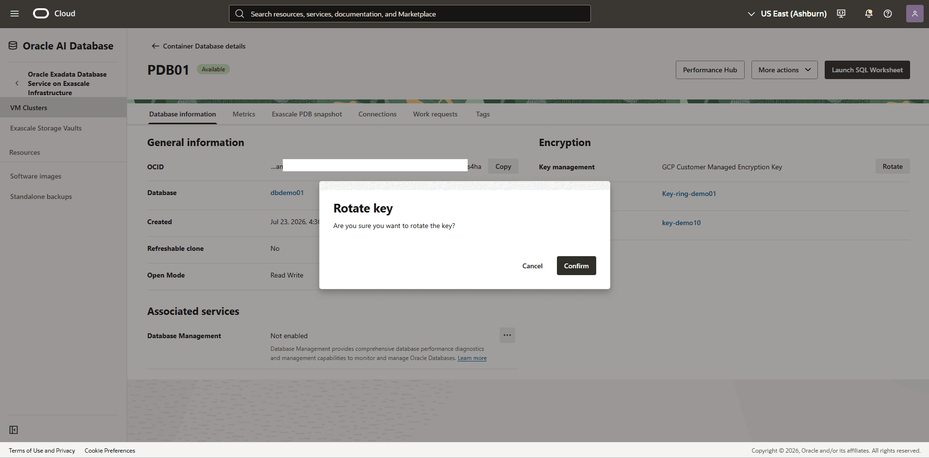 This screenshot shows how to rotate a key.