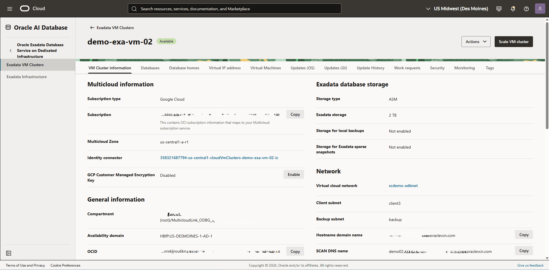 This screenshot shows how to obtain the compartment information.