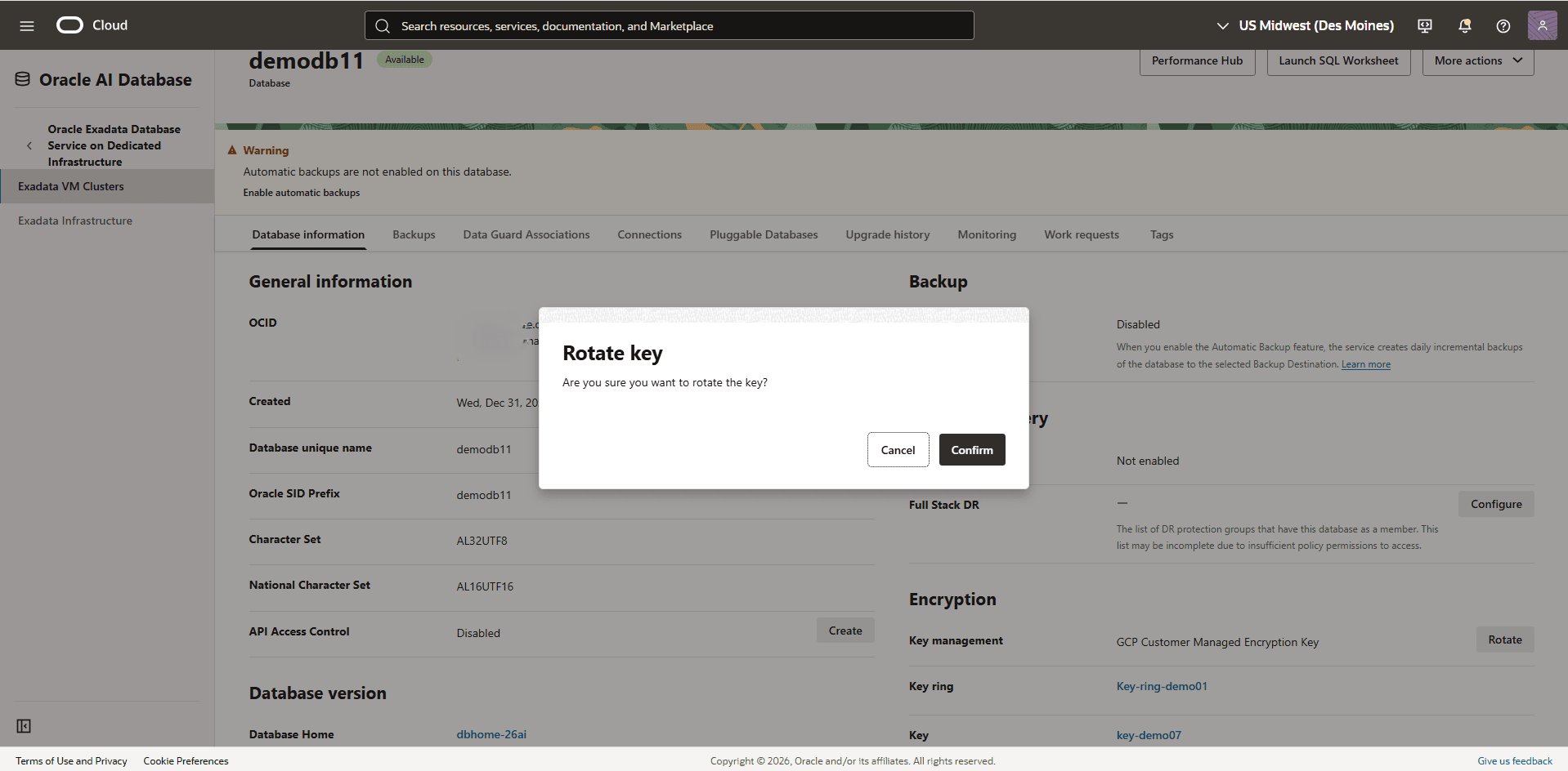 This screenshot shows how to rotate key.