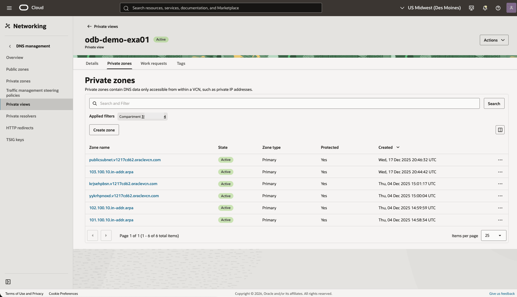 This screenshot shows how to create private zone. This screenshot shows how to create private zone.