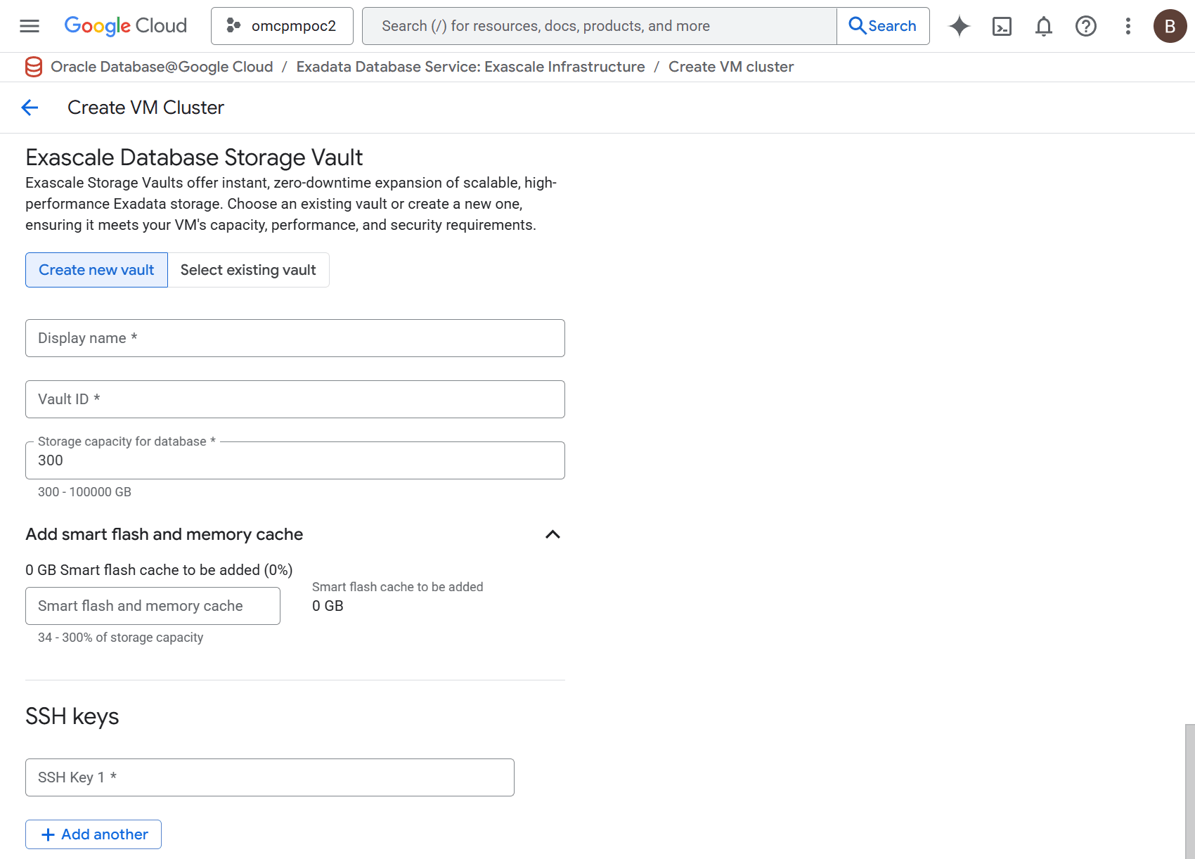 A screenshot of the create Exascale VM Cluster process. A screenshot of the create Exascale VM Cluster process.
