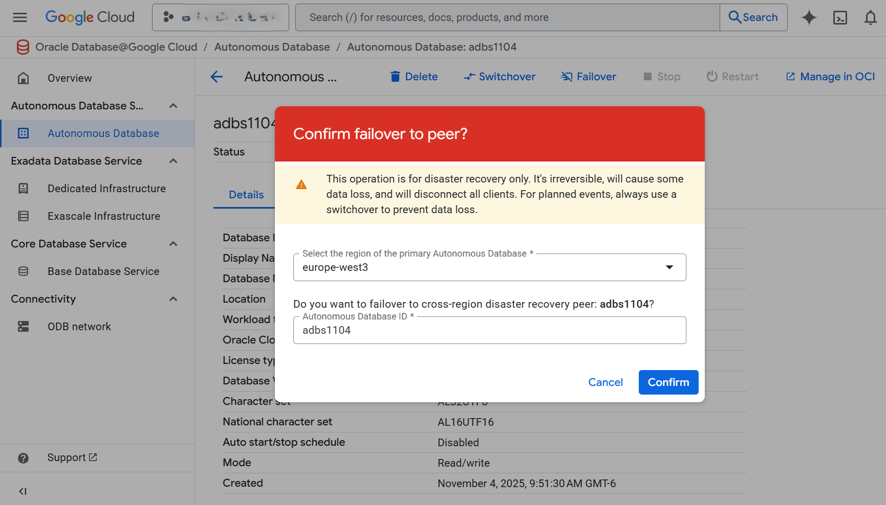 This screenshot shows how to perform a failover. This screenshot shows how to perform a failover.