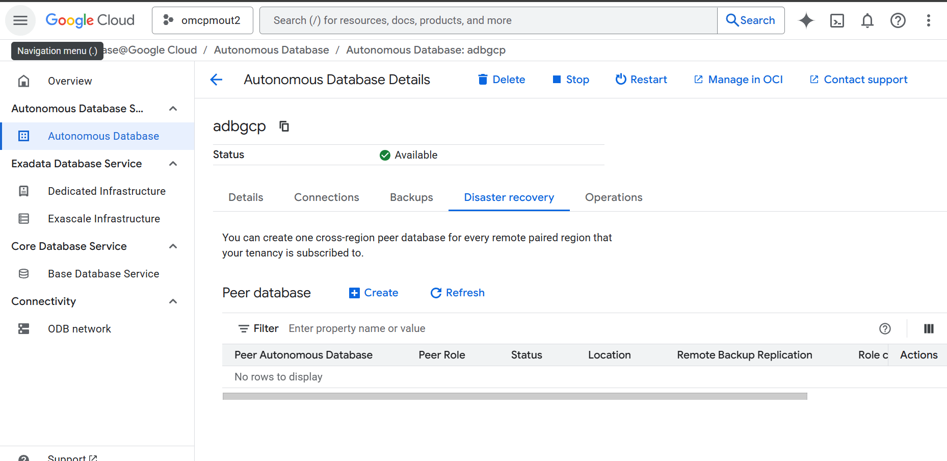 This screenshot shows how to perform a disaster recovery. This screenshot shows how to perform a disaster recovery.