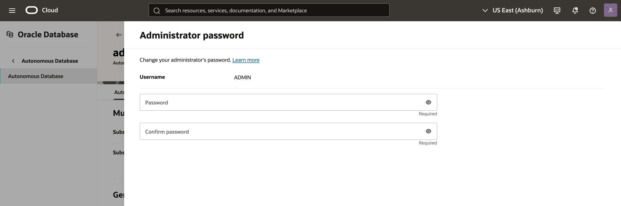 A screenshot of modifying the Autonomous Database process. A screenshot of modifying the Autonomous Database process.