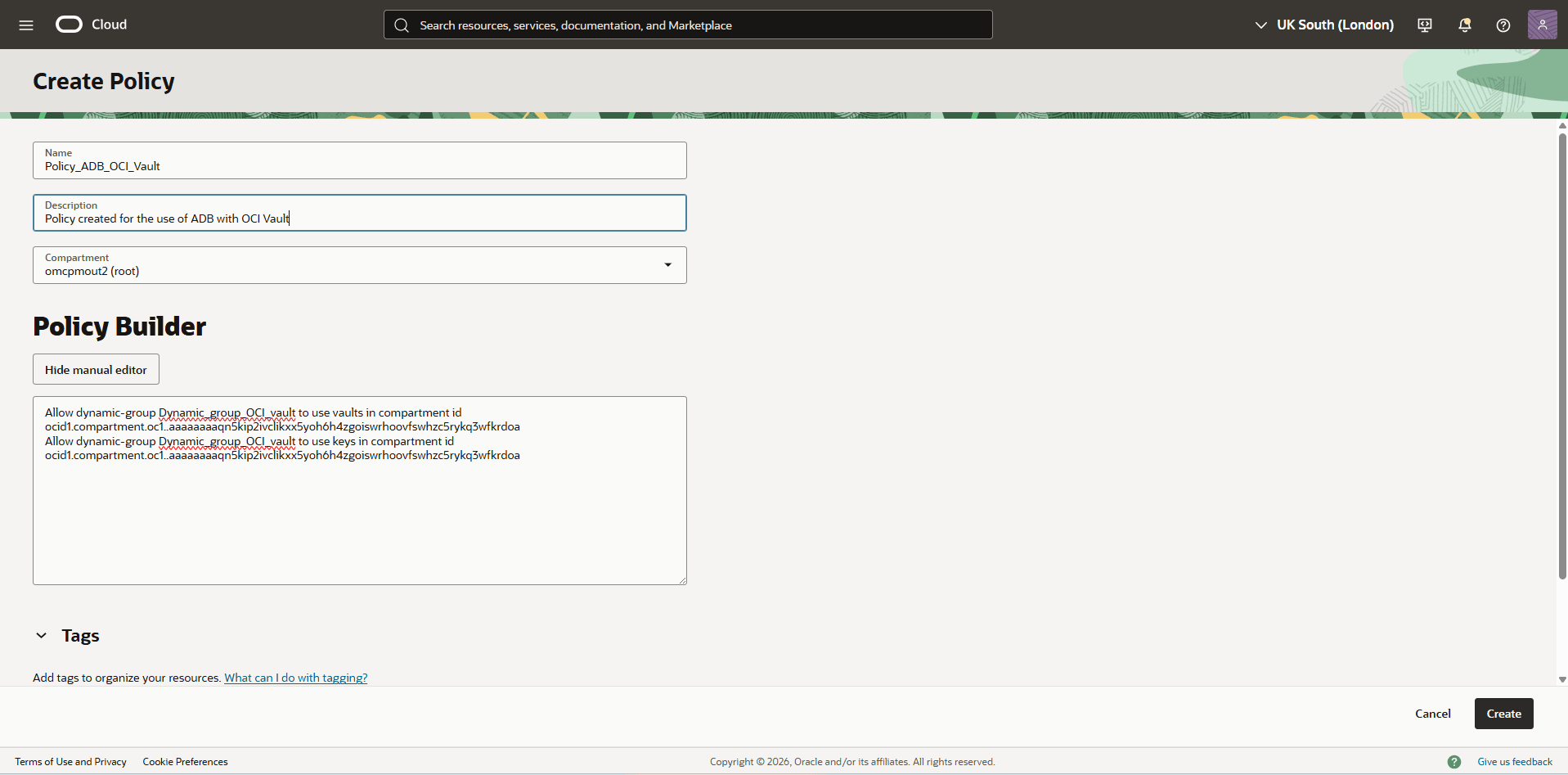 This screenshot shows how to create a policy. This screenshot shows how to create a policy.