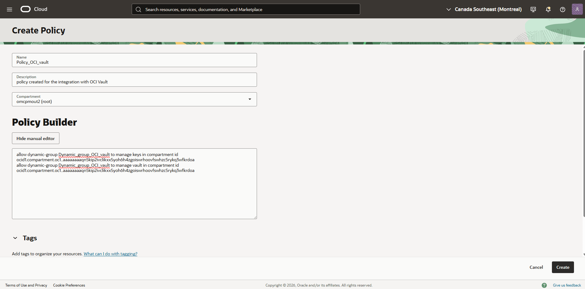 This screenshot shows how to create a policy. This screenshot shows how to create a policy.