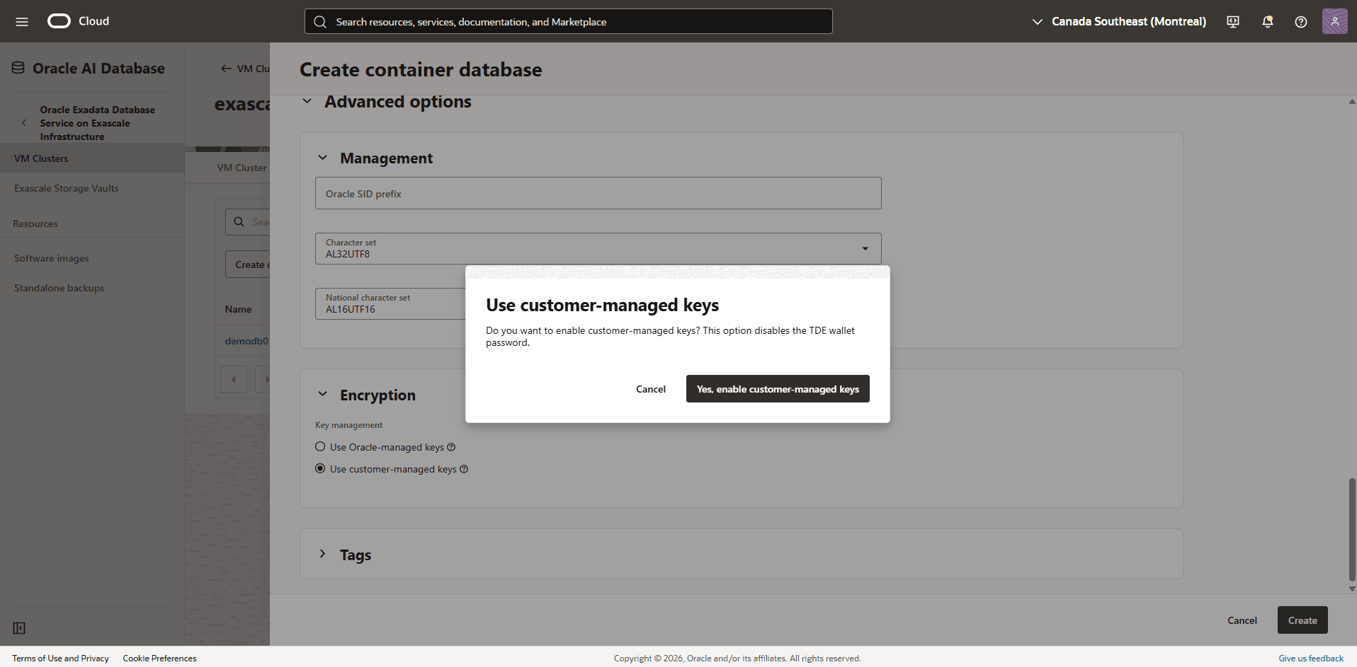 This screenshot shows how to create a container database. This screenshot shows how to create a container database.