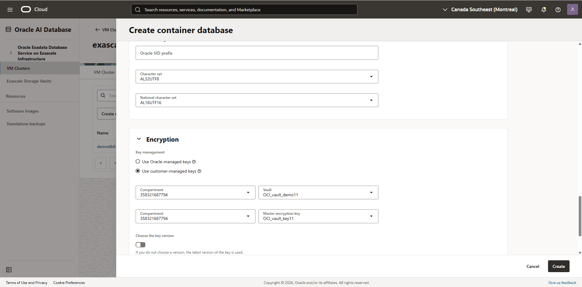 This screenshot shows how to create a container database. This screenshot shows how to create a container database.