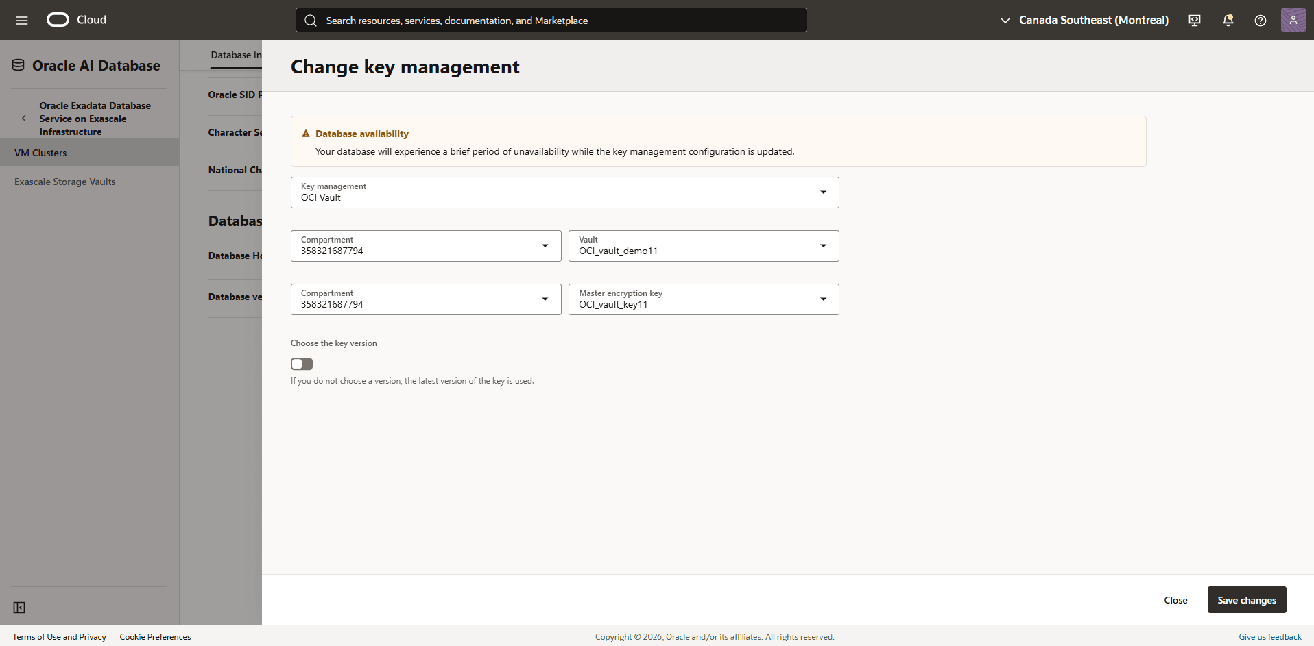This screenshot shows how to change key management. This screenshot shows how to change key management.