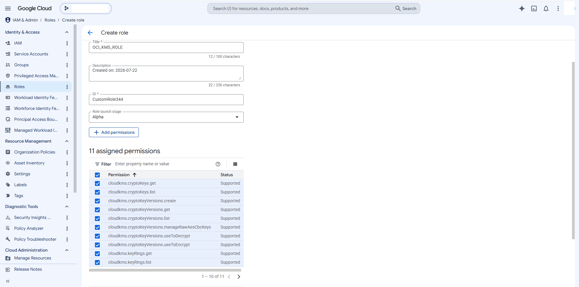 This screenshot shows how to create a role. This screenshot shows how to create a role.