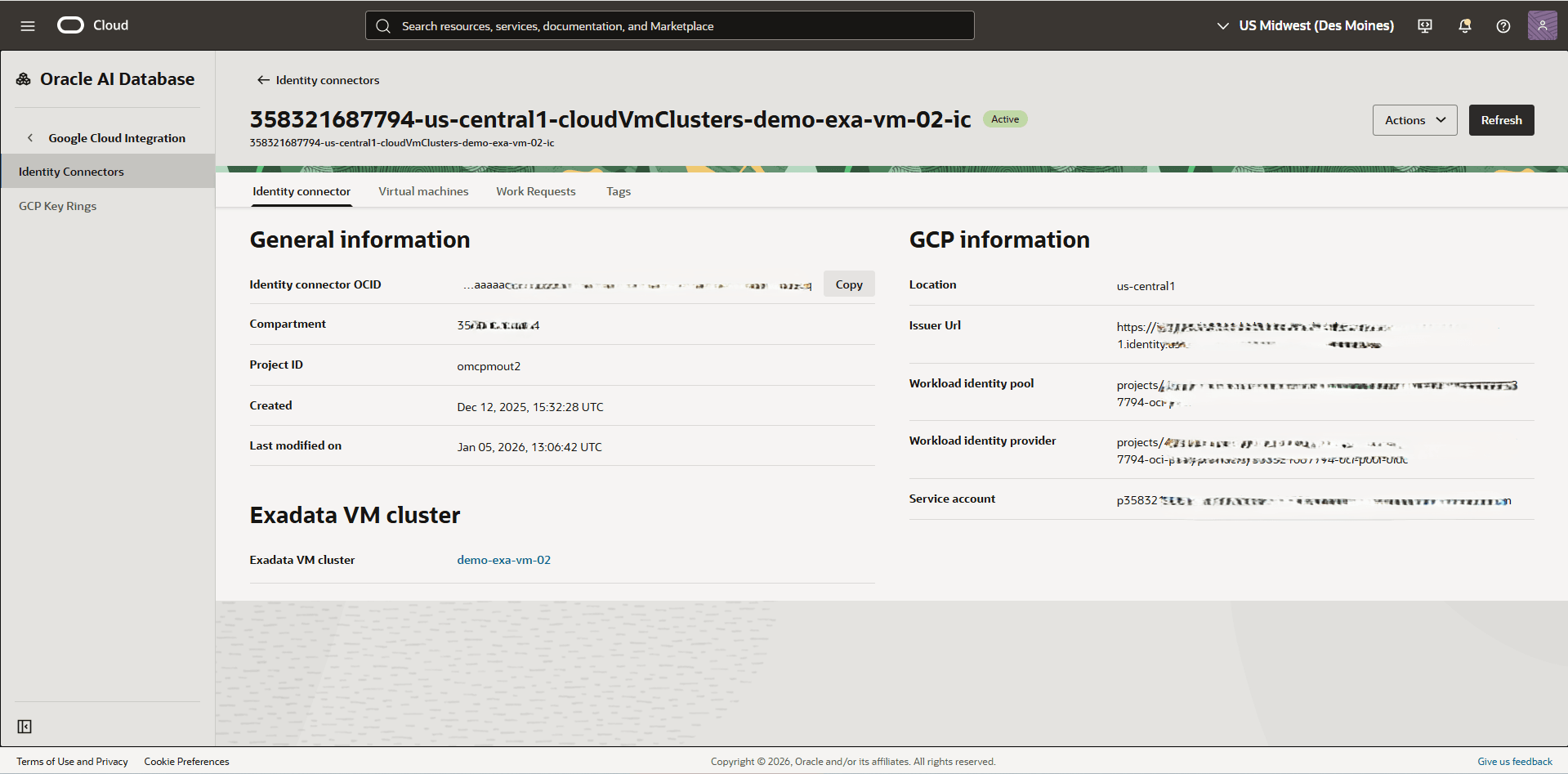 This screenshot shows the identity connector information. This screenshot shows the identity connector information.