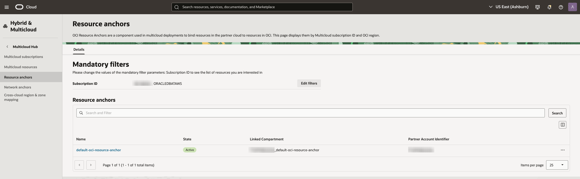 Click to expand Resource anchors list page for AWS