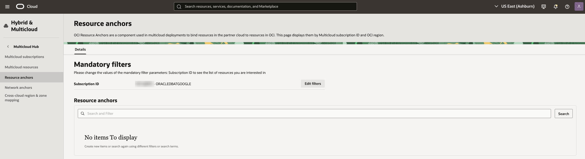 Click to expand Resource anchors list page for GCP