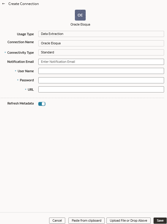 Description of fawag_eloqua_create_connection.png follows Description of fawag_eloqua_create_connection.png follows