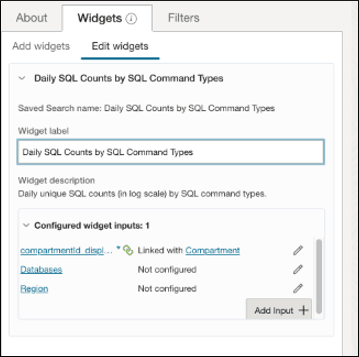 Image shows the Edit Widget panel. Image shows the Edit Widget panel.