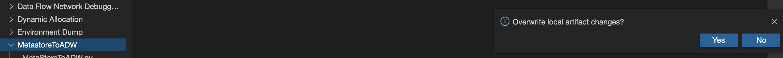 Selezionare per sovrascrivere l'artifact.