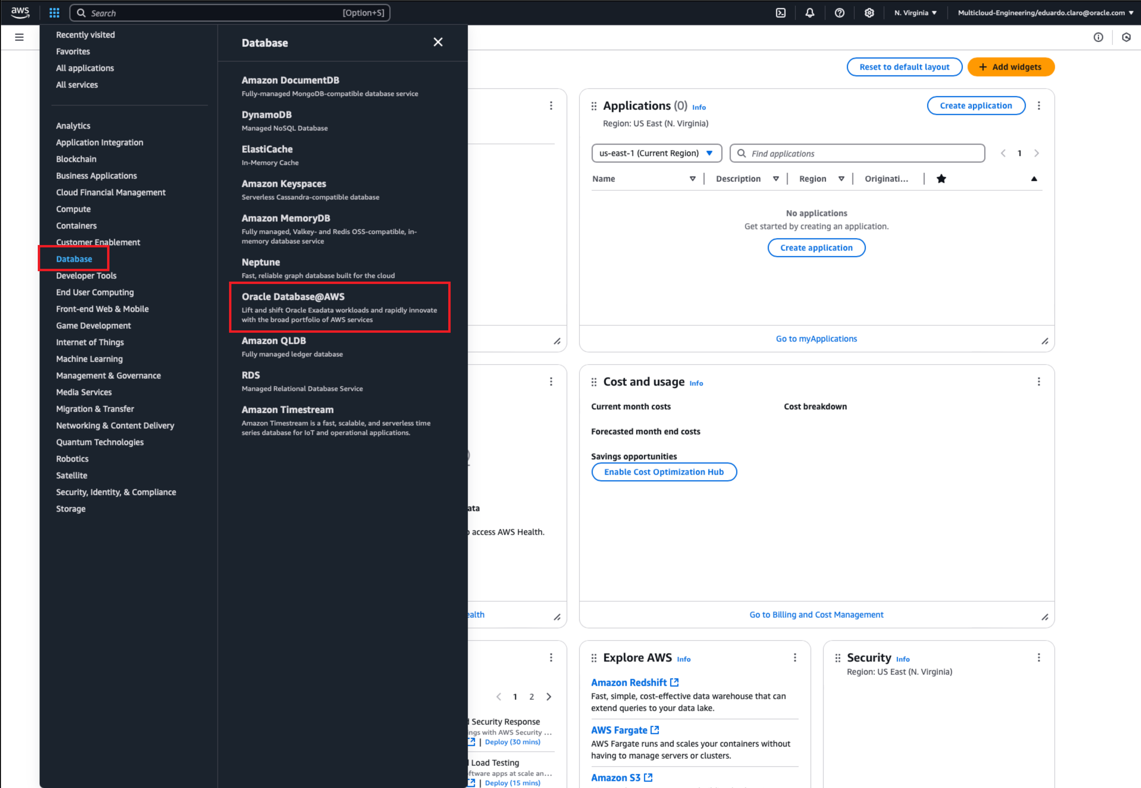 Fare clic per espandere Immagine del menu di navigazione della console AWS.