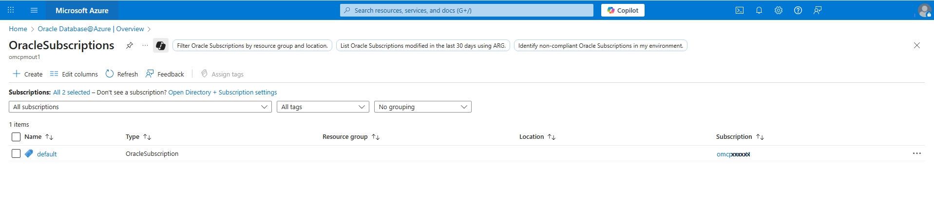 Fare clic per espandere OracleSubsciptions
