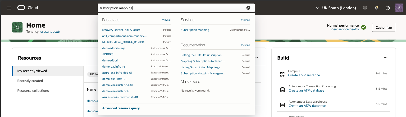 Fare clic per espandere Verifica mapping sottoscrizioni
