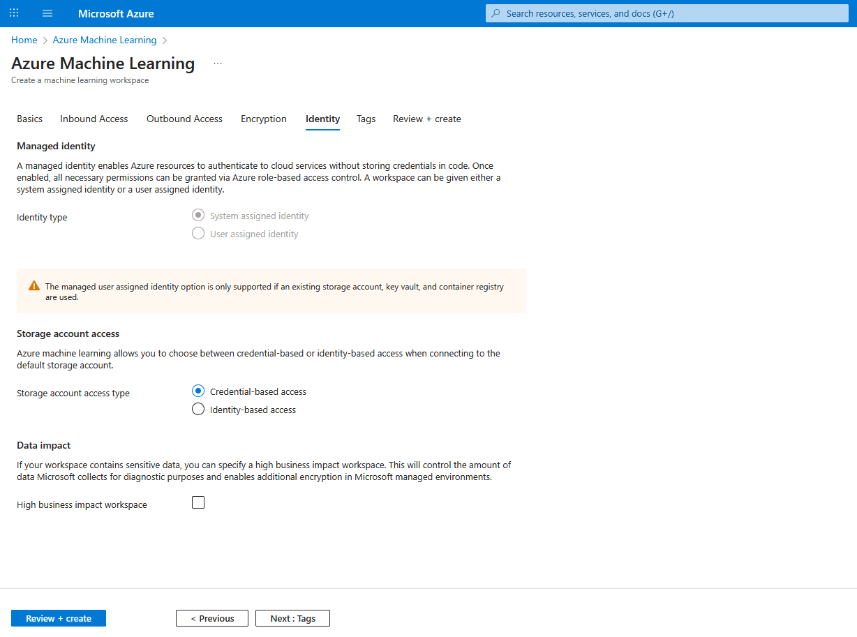 Questo screenshot mostra come utilizzare un'area di lavoro di apprendimento automatico.