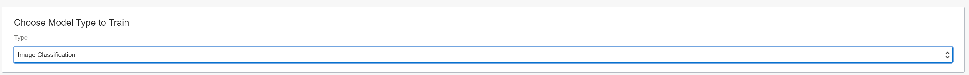 Selezionare il tipo di modello da addestrare nell'elenco con classificazione immagine selezionata.
