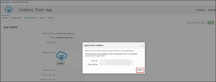 Copiare i valori ID client e Segreto client