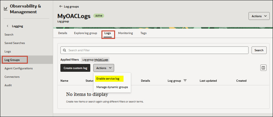 Abilita registrazione servizio