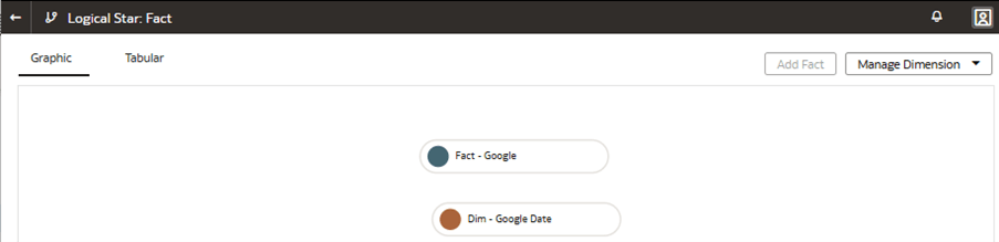 Pagina Stella logica: Fact che mostra come unire il fact personalizzato e la dimensione personalizzata