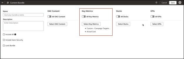Metriche chiave nella pagina Bundle di contenuti