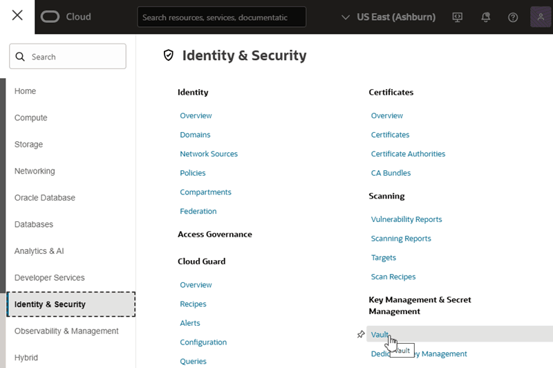 Segue la descrizione di vault-oci-console.png Segue la descrizione di vault-oci-console.png