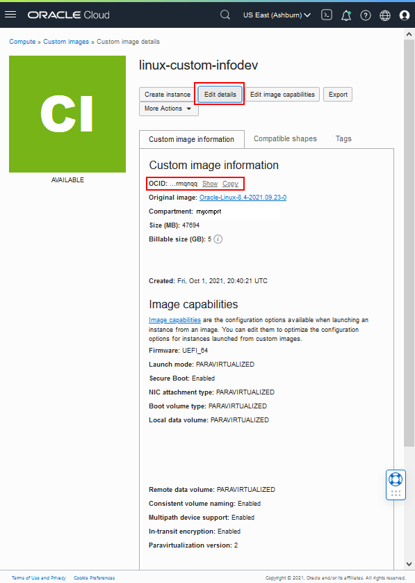 Dettagli immagine per immagine linux personalizzata