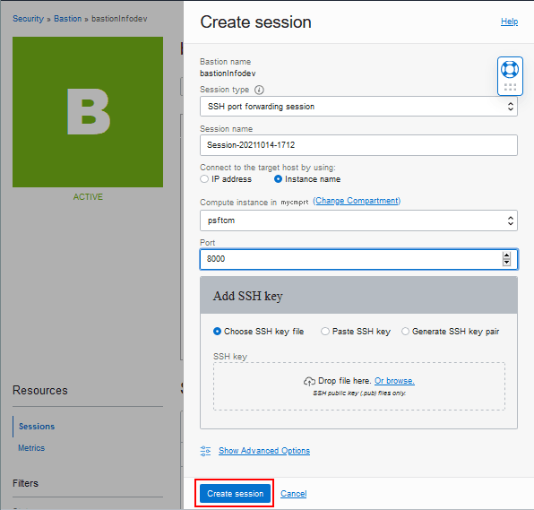 Creare una sessione di inoltro porta SSH