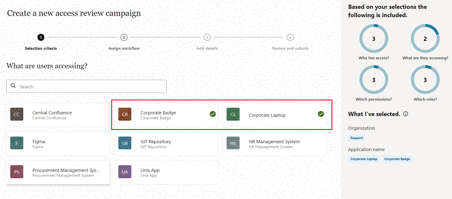 Seleziona applicazioni