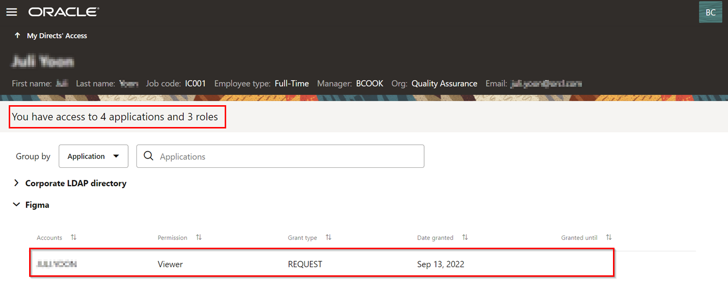 Diritti di accesso dei riporti diretti di Betty Cook