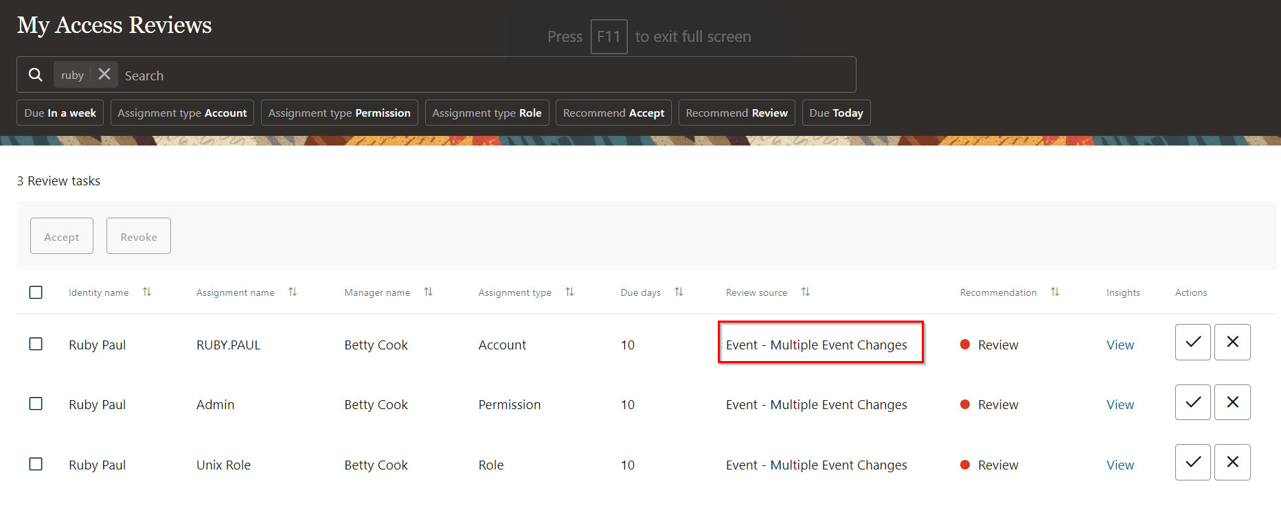 Accedi a revisioni per più modifiche a eventi