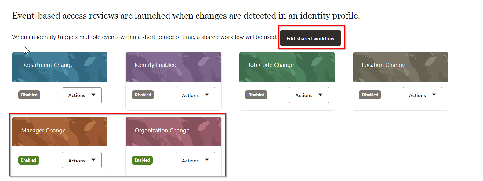 Abilita impostazione revisione accesso a più eventi