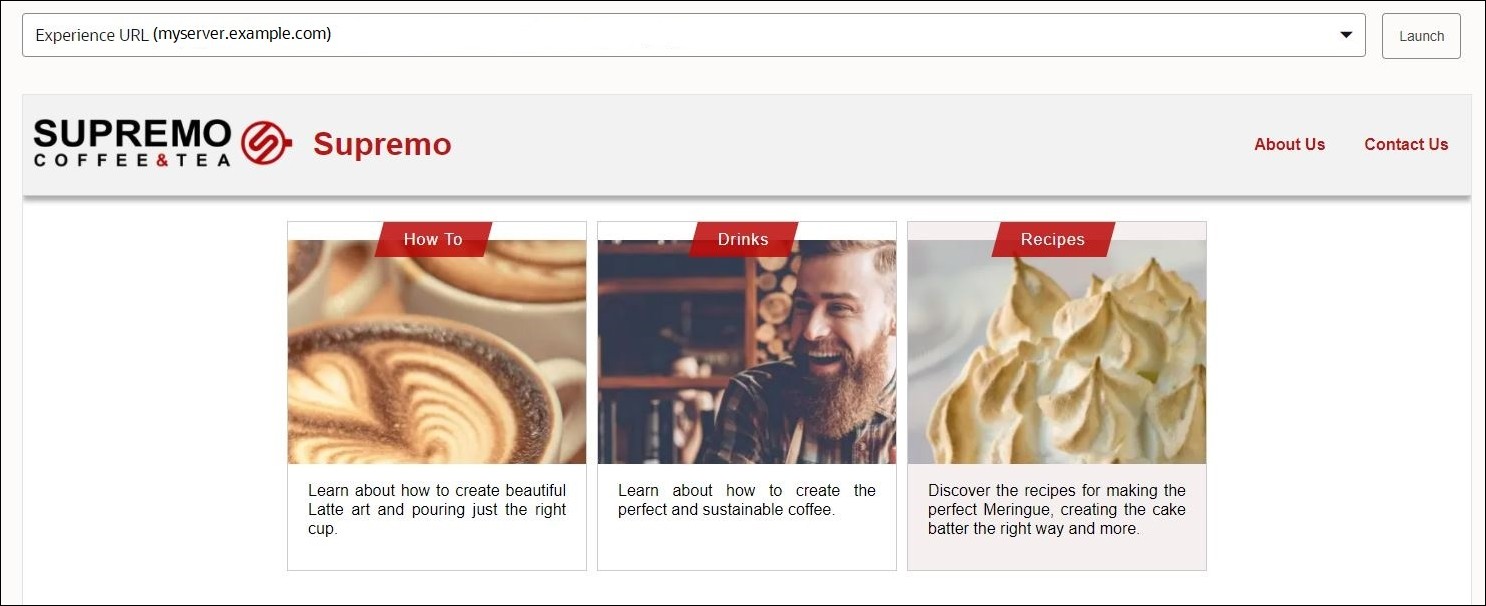 Questa immagine mostra l'URL dell'esperienza per il blog.