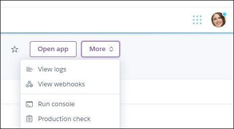 Questa immagine mostra dove visualizzare i webhook in Heroku.