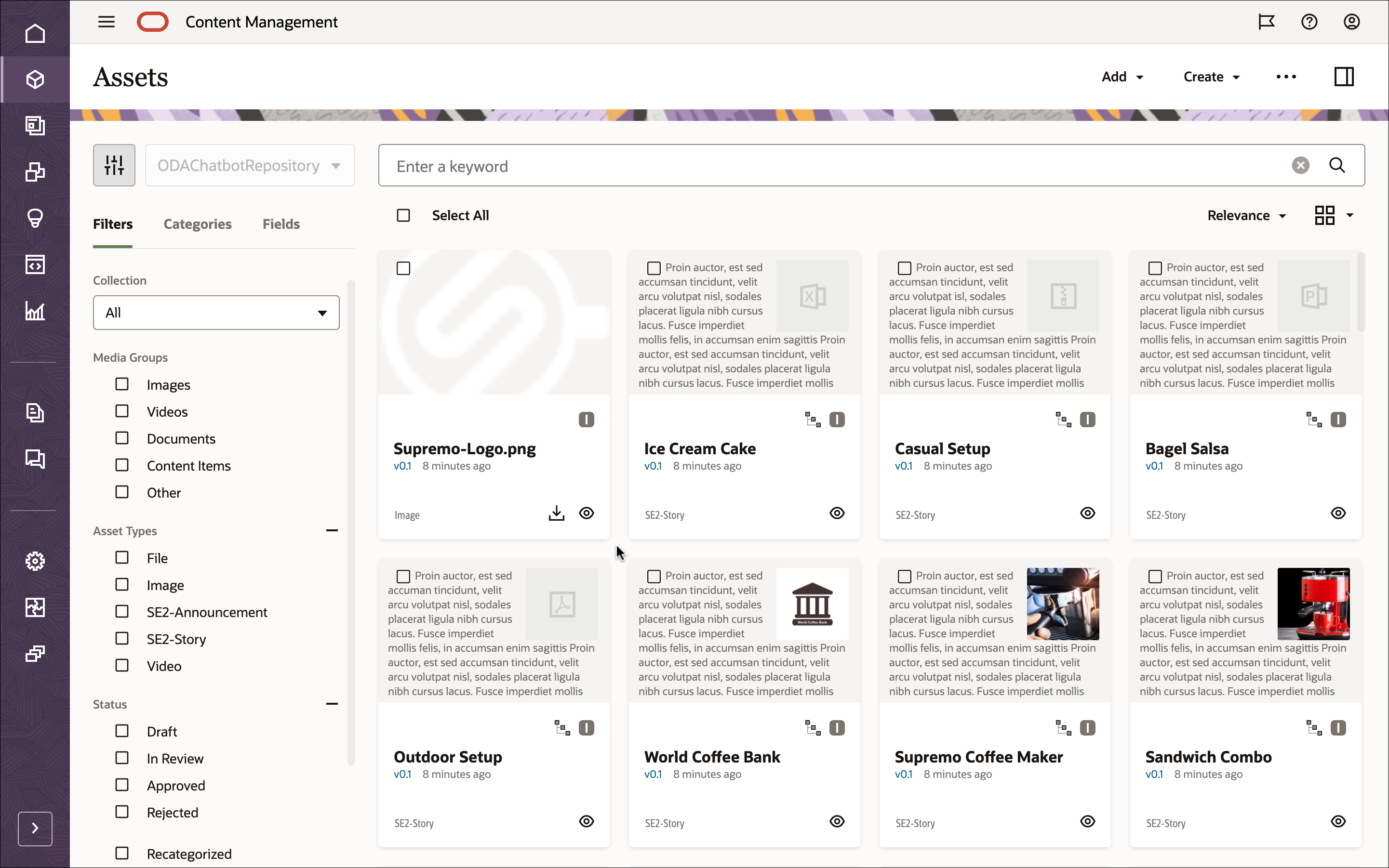 Questa immagine mostra il repository ODAChatbotRepository, con tutti gli asset appena importati.