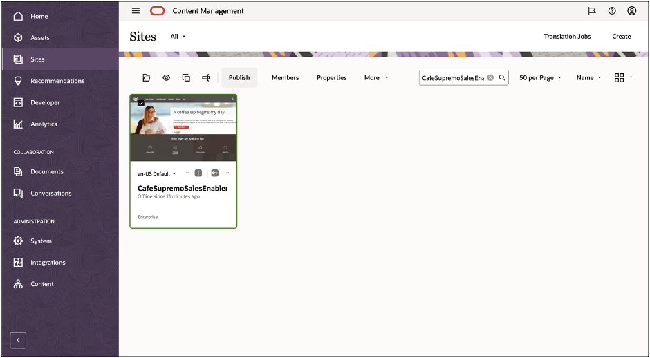 Questa immagine mostra il passo per pubblicare il sito in Site Builder.