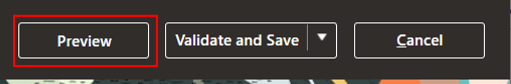 Il pulsante di anteprima è disponibile nella parte superiore della pagina