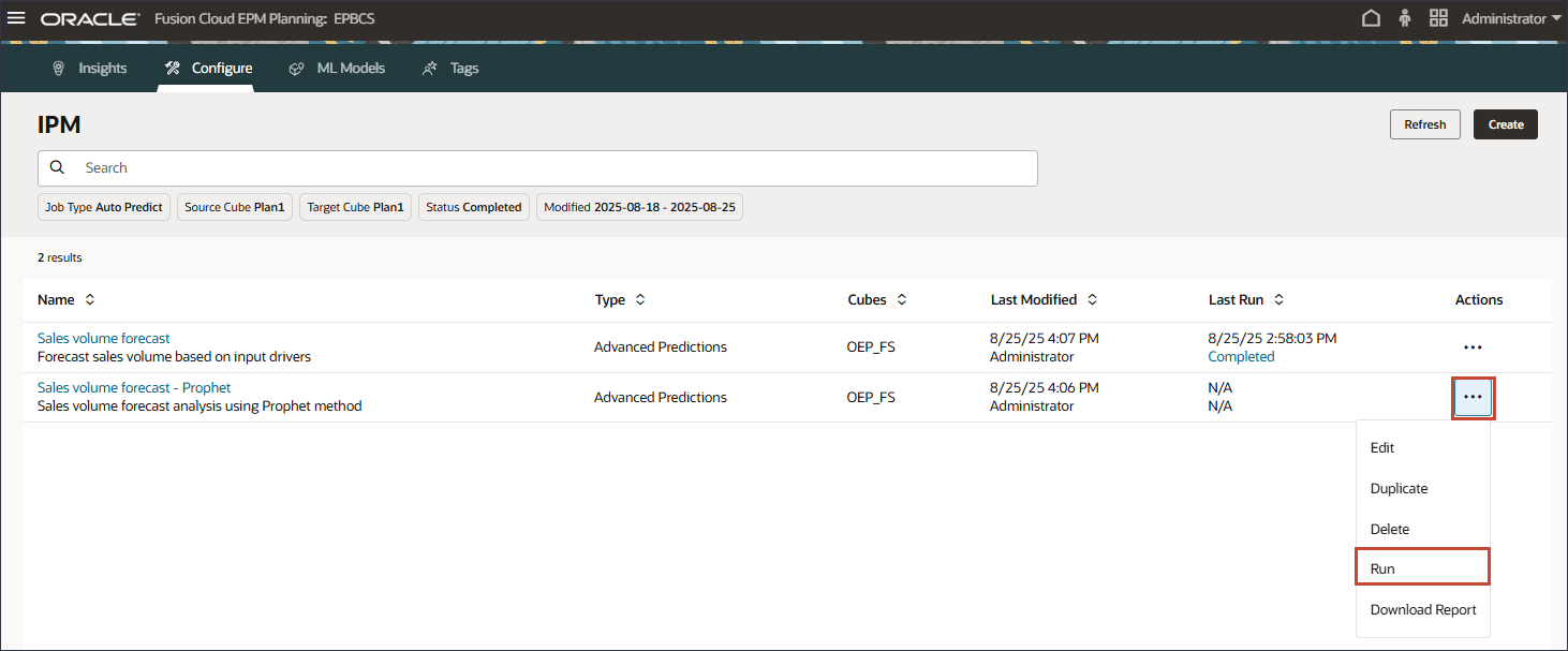 Esegui job