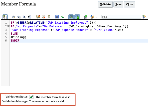 Formula membro valida