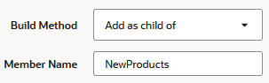 Metodo build: aggiungi come figlio di. Nome membro: NewProducts